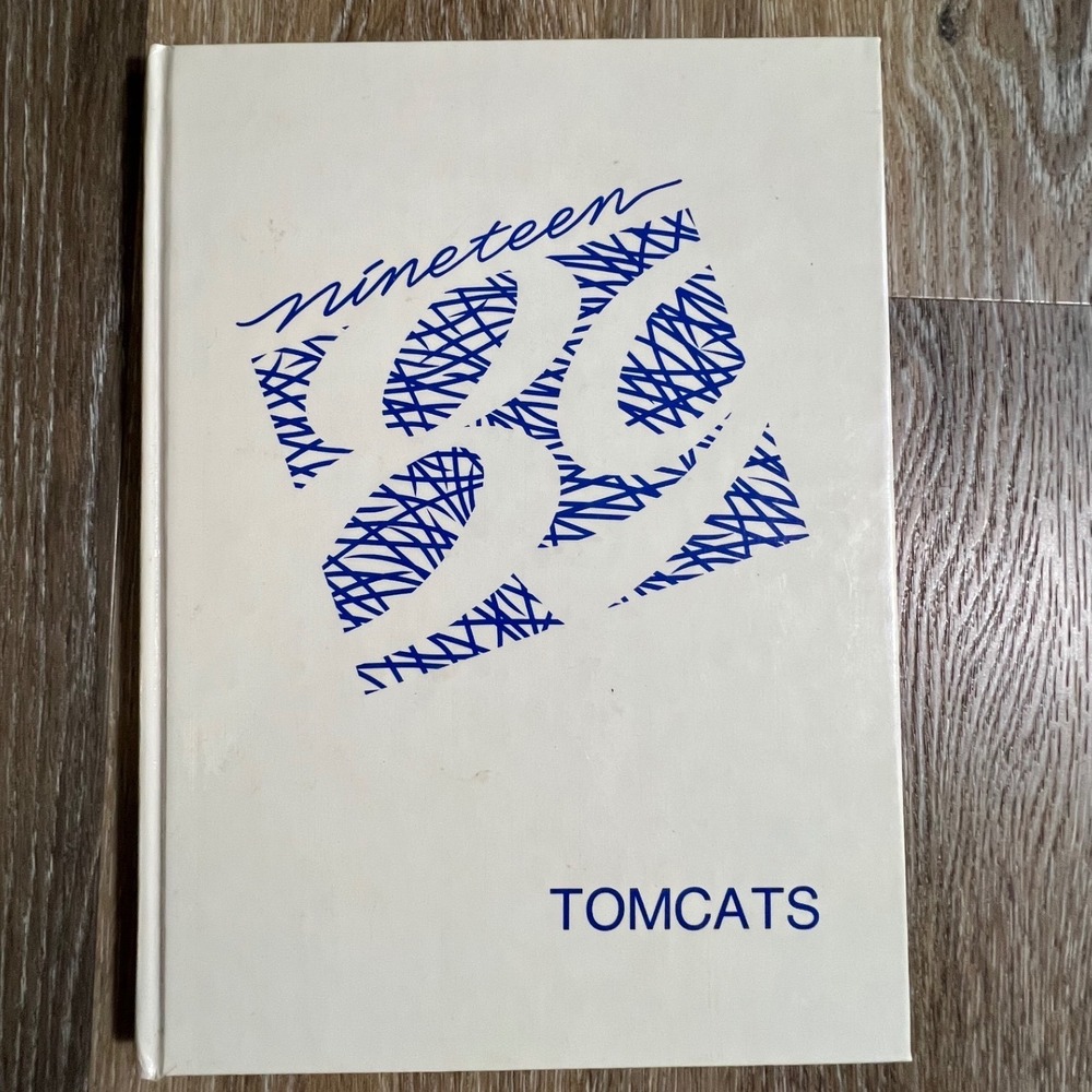 Stone Junior Tomcats 1989 Yearbook High School Annual White Blue Vintage 80s